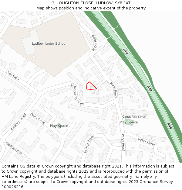 3, LOUGHTON CLOSE, LUDLOW, SY8 1XT: Location map and indicative extent of plot