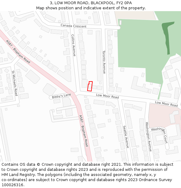 3, LOW MOOR ROAD, BLACKPOOL, FY2 0PA: Location map and indicative extent of plot