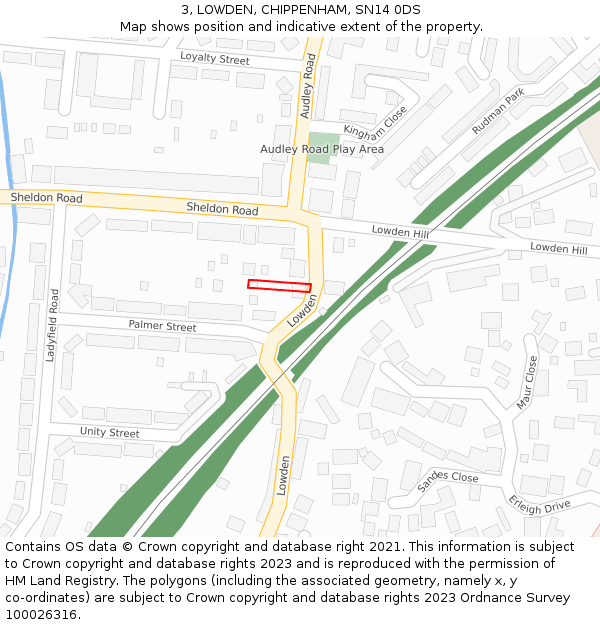 3, LOWDEN, CHIPPENHAM, SN14 0DS: Location map and indicative extent of plot