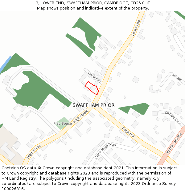 3, LOWER END, SWAFFHAM PRIOR, CAMBRIDGE, CB25 0HT: Location map and indicative extent of plot