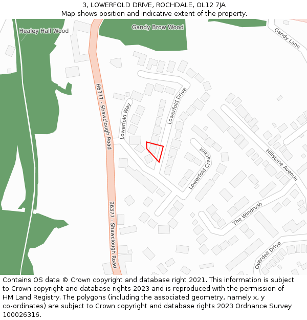 3, LOWERFOLD DRIVE, ROCHDALE, OL12 7JA: Location map and indicative extent of plot