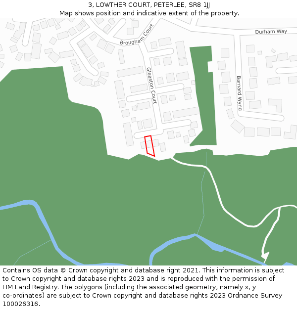 3, LOWTHER COURT, PETERLEE, SR8 1JJ: Location map and indicative extent of plot