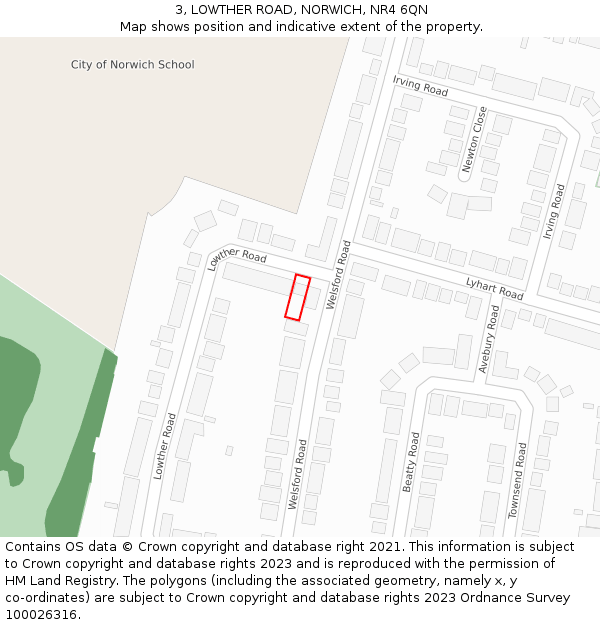 3, LOWTHER ROAD, NORWICH, NR4 6QN: Location map and indicative extent of plot