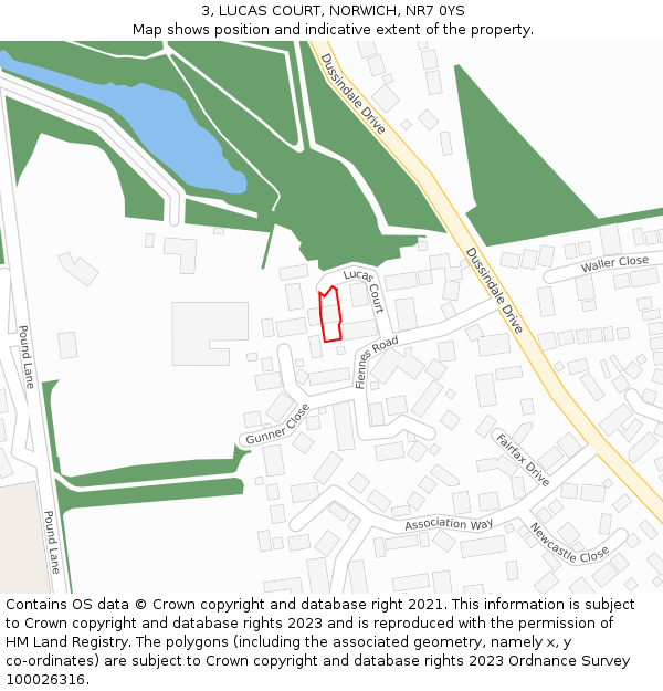 3, LUCAS COURT, NORWICH, NR7 0YS: Location map and indicative extent of plot