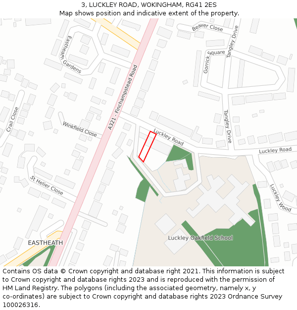 3, LUCKLEY ROAD, WOKINGHAM, RG41 2ES: Location map and indicative extent of plot