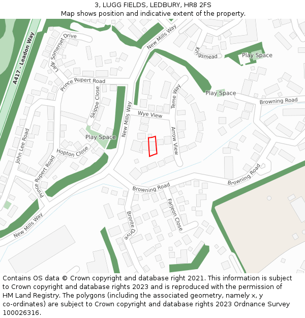 3, LUGG FIELDS, LEDBURY, HR8 2FS: Location map and indicative extent of plot