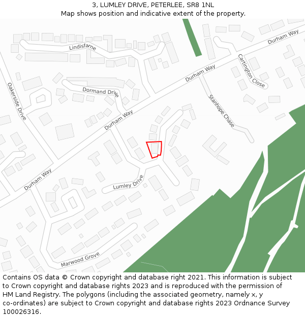 3, LUMLEY DRIVE, PETERLEE, SR8 1NL: Location map and indicative extent of plot