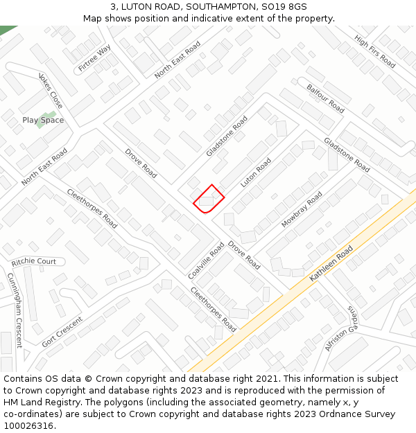 3, LUTON ROAD, SOUTHAMPTON, SO19 8GS: Location map and indicative extent of plot