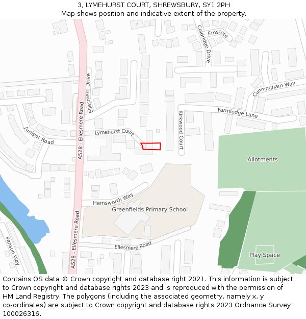 3, LYMEHURST COURT, SHREWSBURY, SY1 2PH: Location map and indicative extent of plot