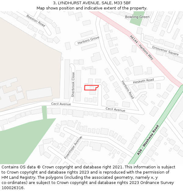 3, LYNDHURST AVENUE, SALE, M33 5BF: Location map and indicative extent of plot