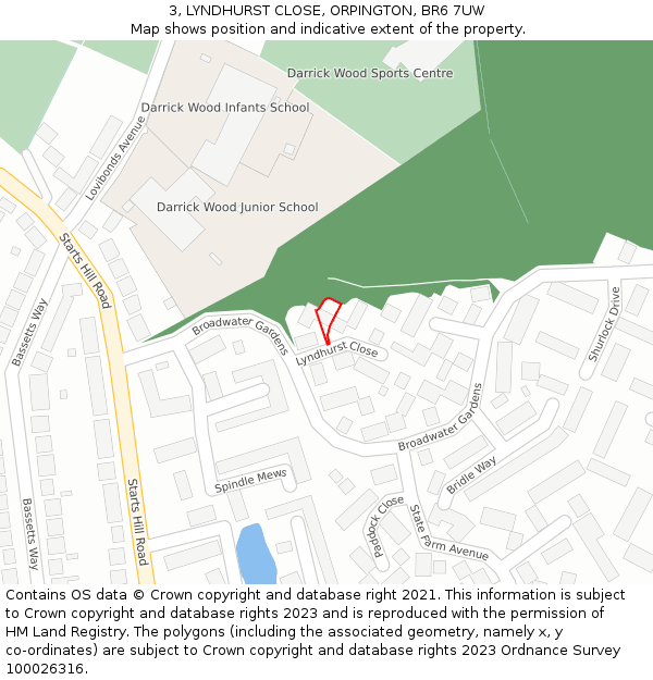 3, LYNDHURST CLOSE, ORPINGTON, BR6 7UW: Location map and indicative extent of plot