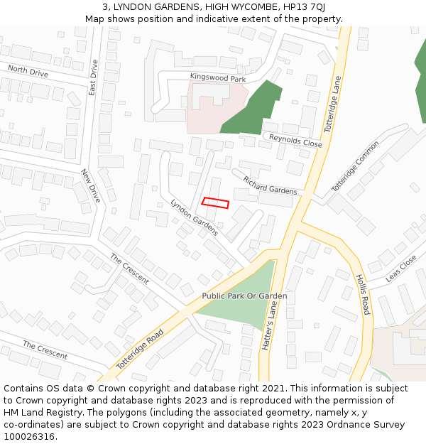 3, LYNDON GARDENS, HIGH WYCOMBE, HP13 7QJ: Location map and indicative extent of plot