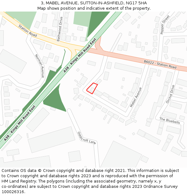 3, MABEL AVENUE, SUTTON-IN-ASHFIELD, NG17 5HA: Location map and indicative extent of plot