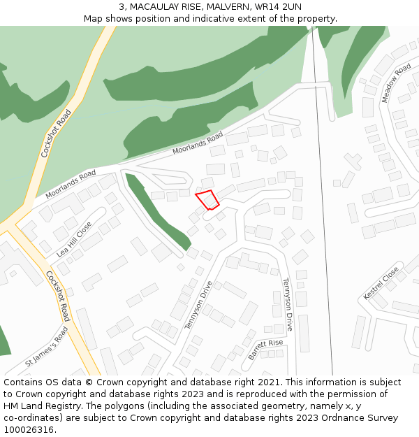 3, MACAULAY RISE, MALVERN, WR14 2UN: Location map and indicative extent of plot