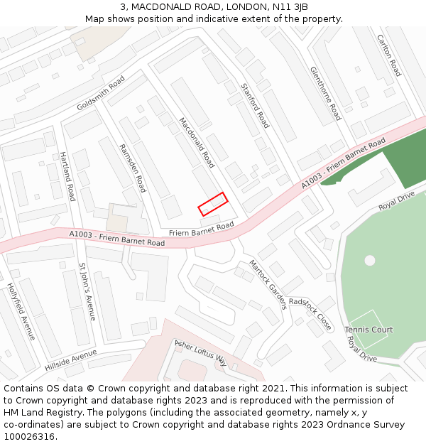 3, MACDONALD ROAD, LONDON, N11 3JB: Location map and indicative extent of plot