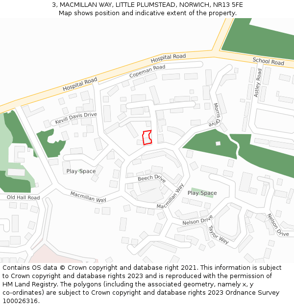 3, MACMILLAN WAY, LITTLE PLUMSTEAD, NORWICH, NR13 5FE: Location map and indicative extent of plot