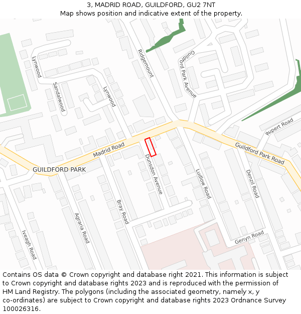 3, MADRID ROAD, GUILDFORD, GU2 7NT: Location map and indicative extent of plot