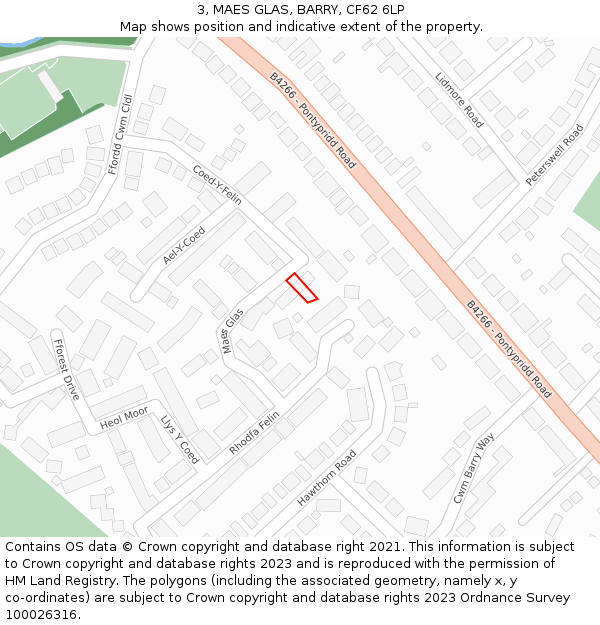 3, MAES GLAS, BARRY, CF62 6LP: Location map and indicative extent of plot