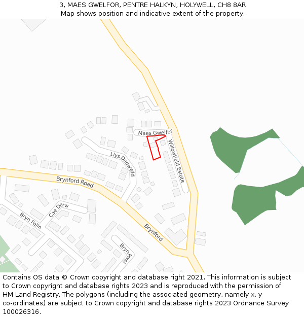 3, MAES GWELFOR, PENTRE HALKYN, HOLYWELL, CH8 8AR: Location map and indicative extent of plot