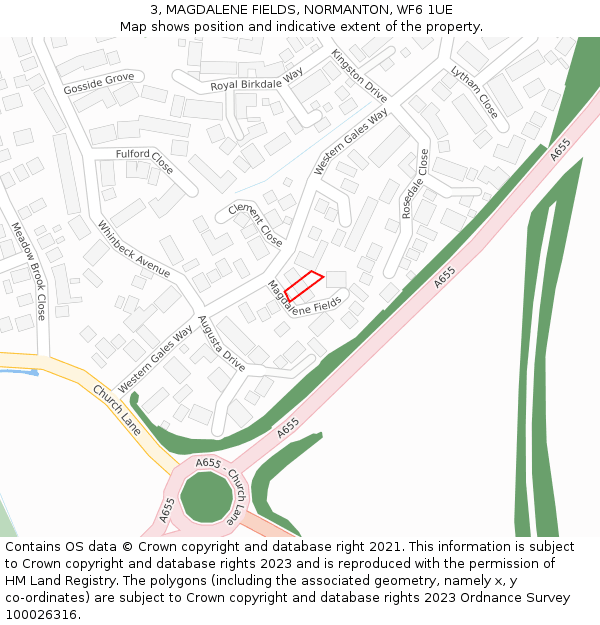 3, MAGDALENE FIELDS, NORMANTON, WF6 1UE: Location map and indicative extent of plot