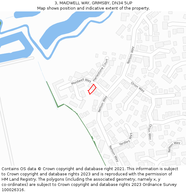 3, MAIDWELL WAY, GRIMSBY, DN34 5UP: Location map and indicative extent of plot
