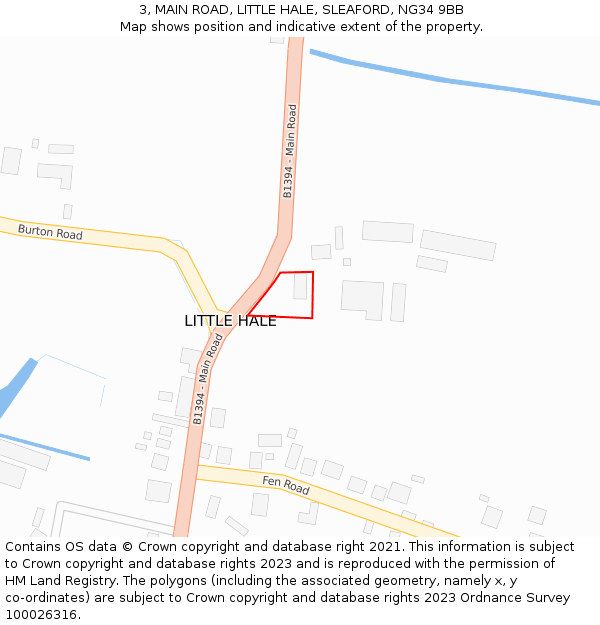 3, MAIN ROAD, LITTLE HALE, SLEAFORD, NG34 9BB: Location map and indicative extent of plot