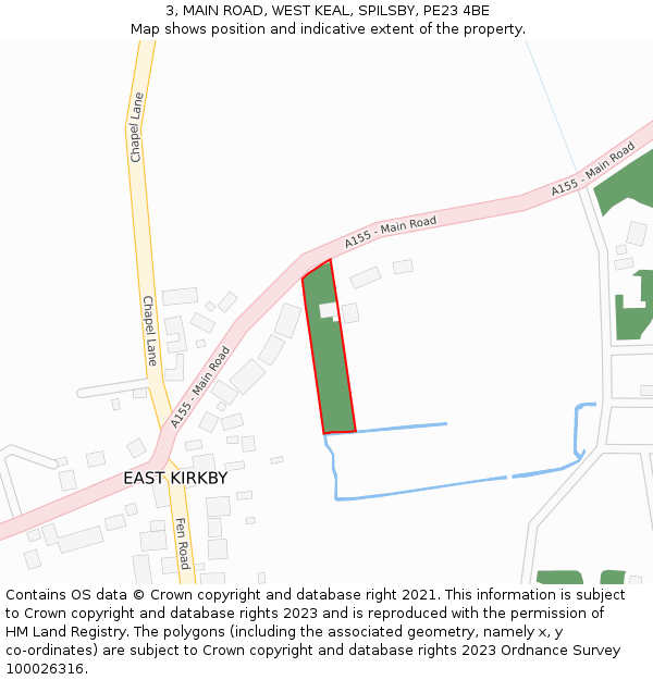 3, MAIN ROAD, WEST KEAL, SPILSBY, PE23 4BE: Location map and indicative extent of plot