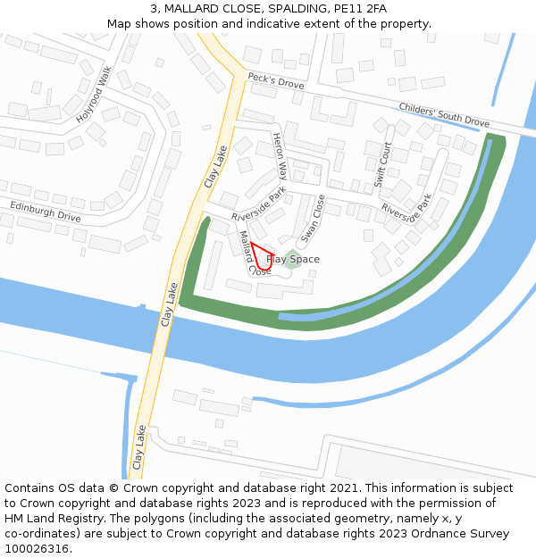 3, MALLARD CLOSE, SPALDING, PE11 2FA: Location map and indicative extent of plot