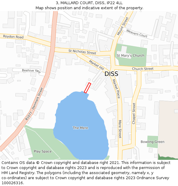 3, MALLARD COURT, DISS, IP22 4LL: Location map and indicative extent of plot