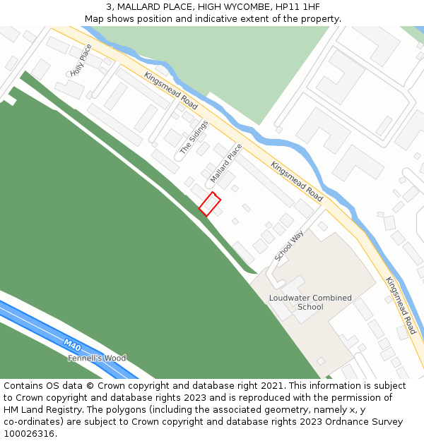 3, MALLARD PLACE, HIGH WYCOMBE, HP11 1HF: Location map and indicative extent of plot