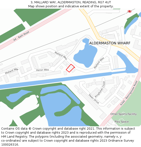 3, MALLARD WAY, ALDERMASTON, READING, RG7 4UT: Location map and indicative extent of plot