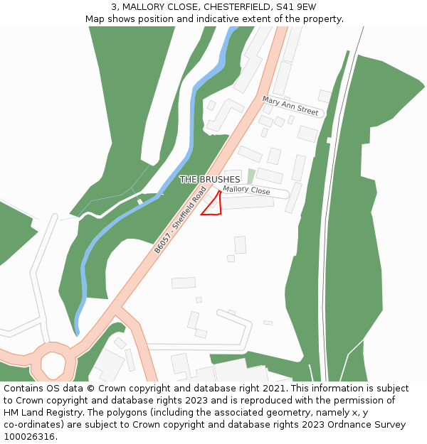 3, MALLORY CLOSE, CHESTERFIELD, S41 9EW: Location map and indicative extent of plot