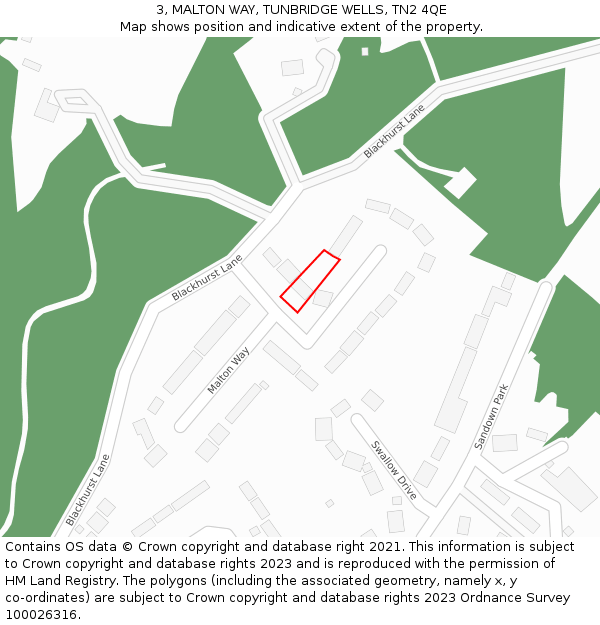 3, MALTON WAY, TUNBRIDGE WELLS, TN2 4QE: Location map and indicative extent of plot