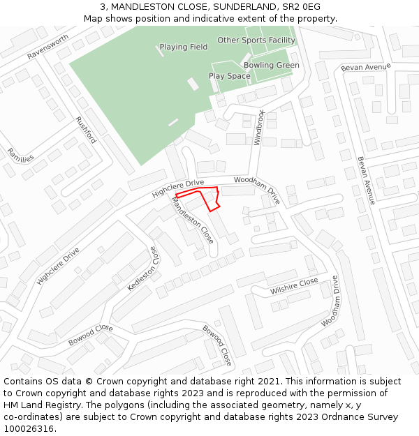 3, MANDLESTON CLOSE, SUNDERLAND, SR2 0EG: Location map and indicative extent of plot