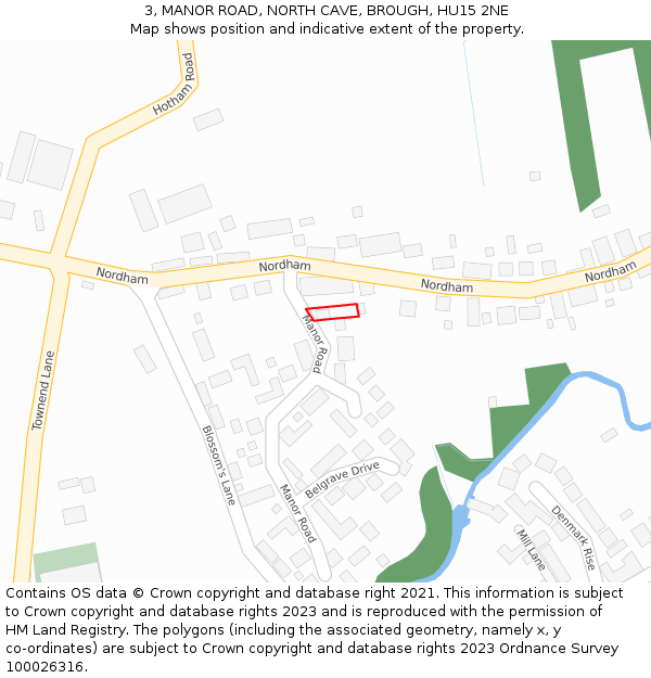 3, MANOR ROAD, NORTH CAVE, BROUGH, HU15 2NE: Location map and indicative extent of plot