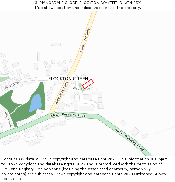 3, MANORDALE CLOSE, FLOCKTON, WAKEFIELD, WF4 4SX: Location map and indicative extent of plot