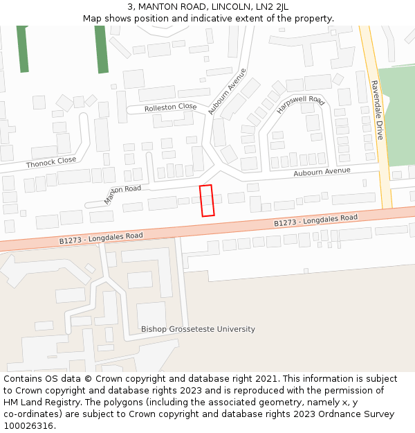 3, MANTON ROAD, LINCOLN, LN2 2JL: Location map and indicative extent of plot