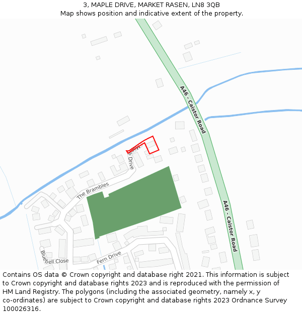 3, MAPLE DRIVE, MARKET RASEN, LN8 3QB: Location map and indicative extent of plot