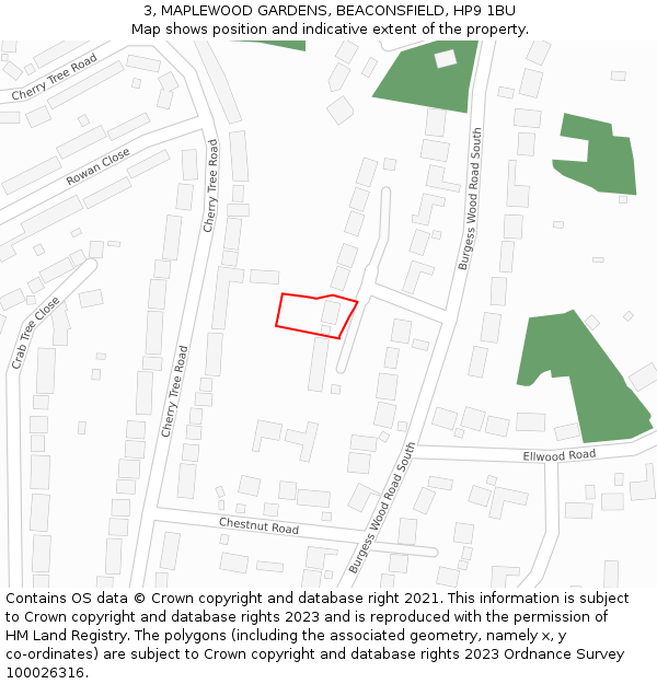 3, MAPLEWOOD GARDENS, BEACONSFIELD, HP9 1BU: Location map and indicative extent of plot