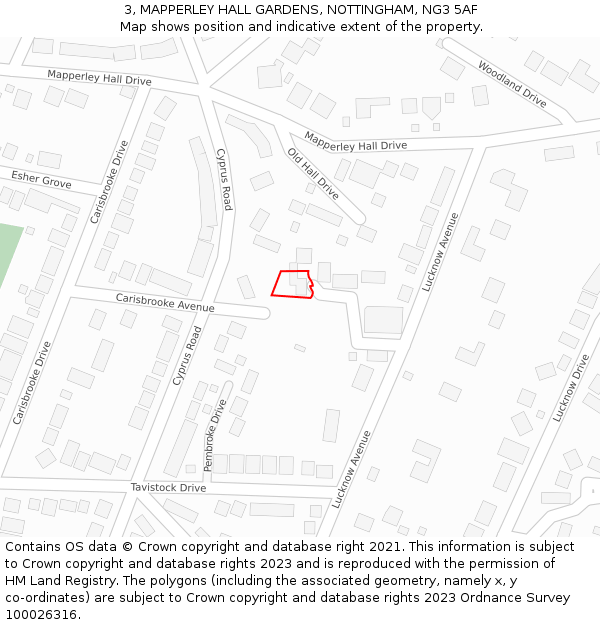 3, MAPPERLEY HALL GARDENS, NOTTINGHAM, NG3 5AF: Location map and indicative extent of plot