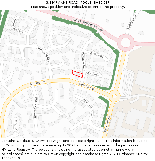 3, MARIANNE ROAD, POOLE, BH12 5EF: Location map and indicative extent of plot