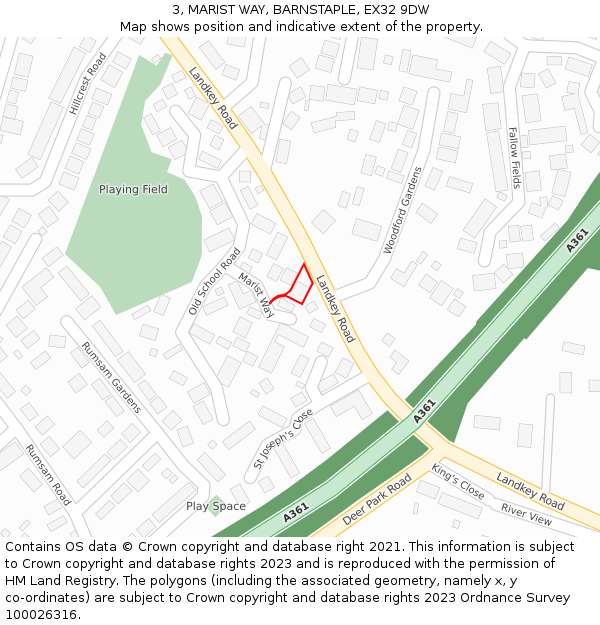 3, MARIST WAY, BARNSTAPLE, EX32 9DW: Location map and indicative extent of plot