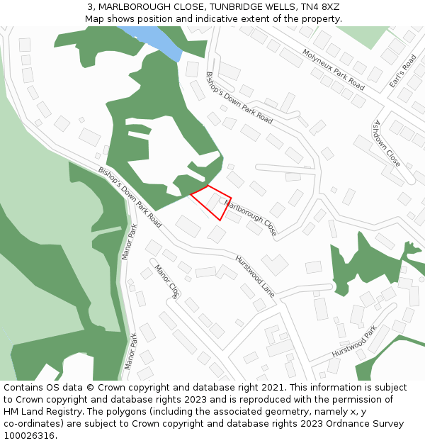 3, MARLBOROUGH CLOSE, TUNBRIDGE WELLS, TN4 8XZ: Location map and indicative extent of plot