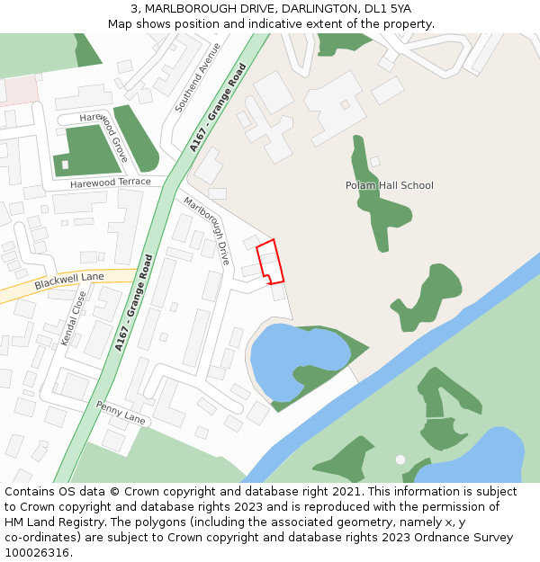 3, MARLBOROUGH DRIVE, DARLINGTON, DL1 5YA: Location map and indicative extent of plot