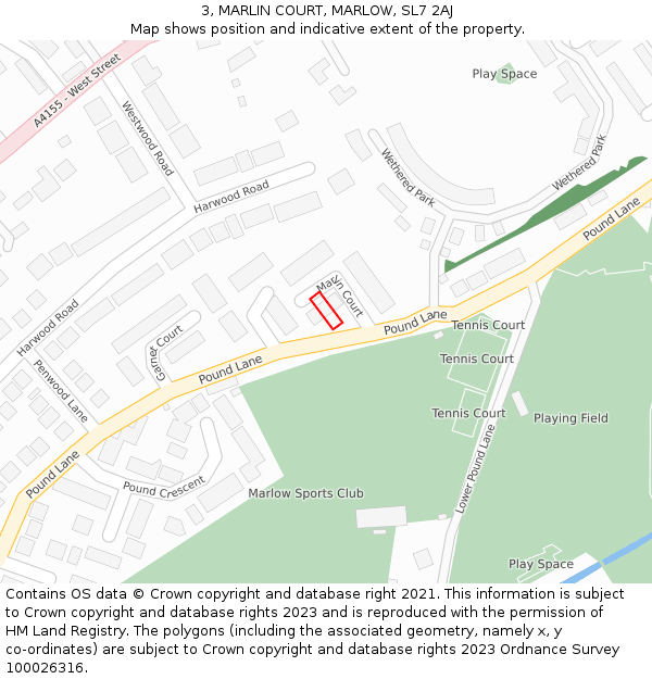 3, MARLIN COURT, MARLOW, SL7 2AJ: Location map and indicative extent of plot