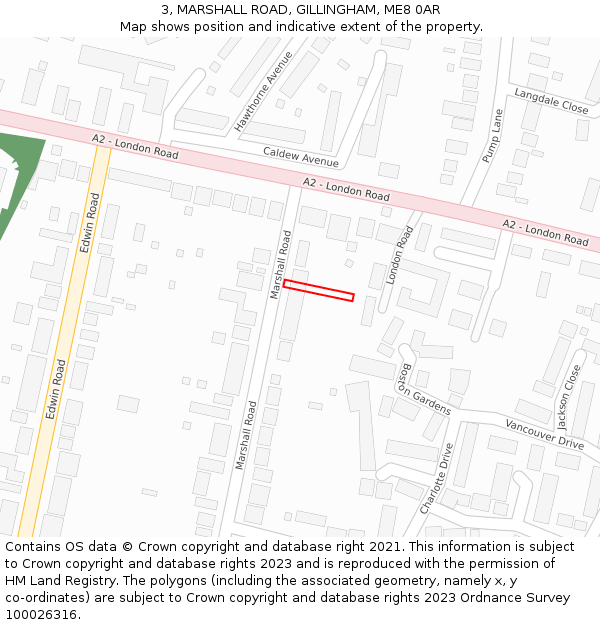 3, MARSHALL ROAD, GILLINGHAM, ME8 0AR: Location map and indicative extent of plot