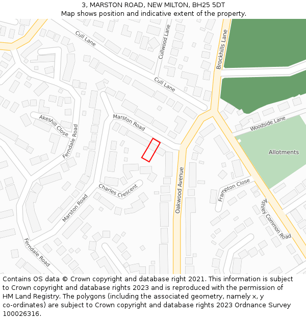 3, MARSTON ROAD, NEW MILTON, BH25 5DT: Location map and indicative extent of plot