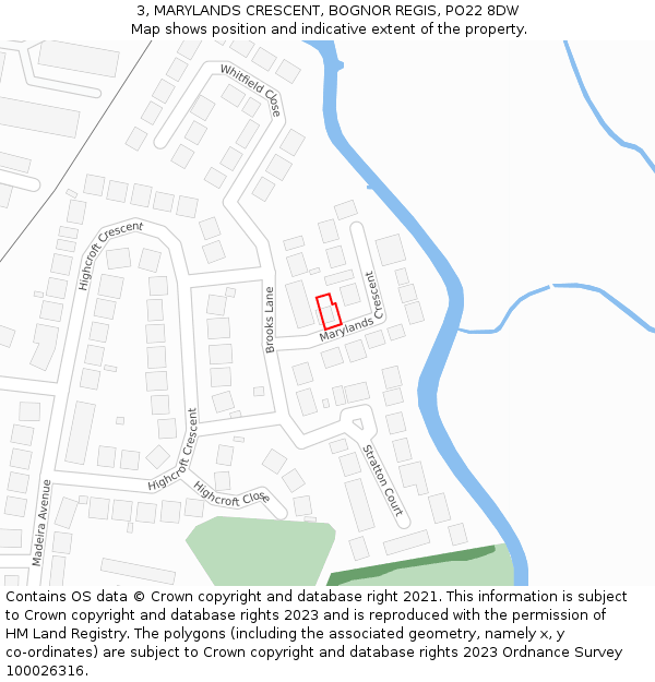 3, MARYLANDS CRESCENT, BOGNOR REGIS, PO22 8DW: Location map and indicative extent of plot