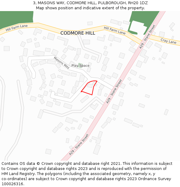 3, MASONS WAY, CODMORE HILL, PULBOROUGH, RH20 1DZ: Location map and indicative extent of plot