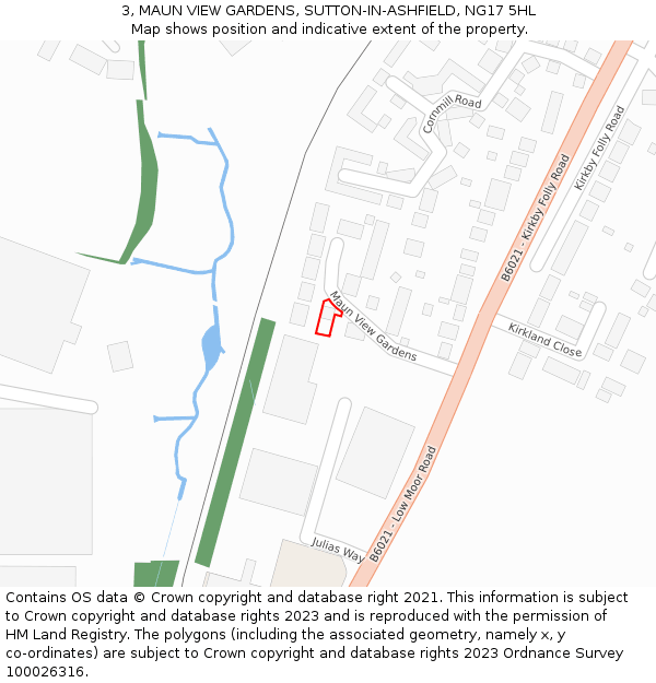 3, MAUN VIEW GARDENS, SUTTON-IN-ASHFIELD, NG17 5HL: Location map and indicative extent of plot